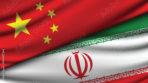 Illustration Vector Featuring IRAN and CHINA Identities with IRAN and CHINA Flags