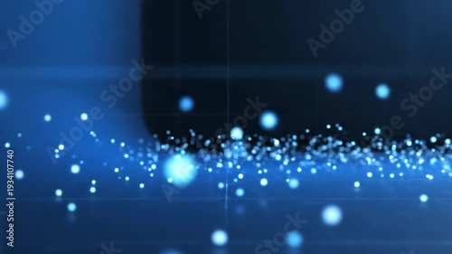Wallpaper Mural Abstract blue glowing particles on dark reflective surface background Torontodigital.ca