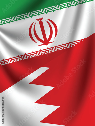 Illustration Vector Featuring IRAN and BAHRAIN Identities with IRAN and BAHRAIN Flags