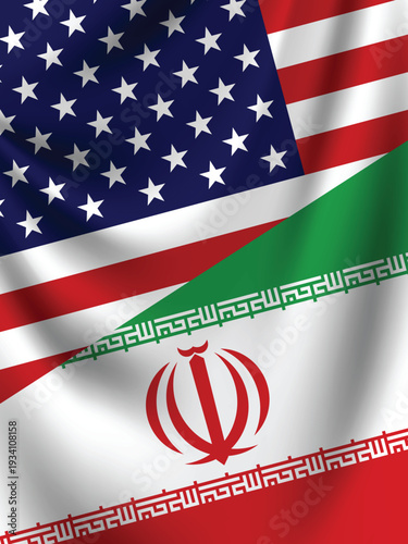 Illustration Vector Featuring IRAN and United States Identities with IRAN and United States Flags