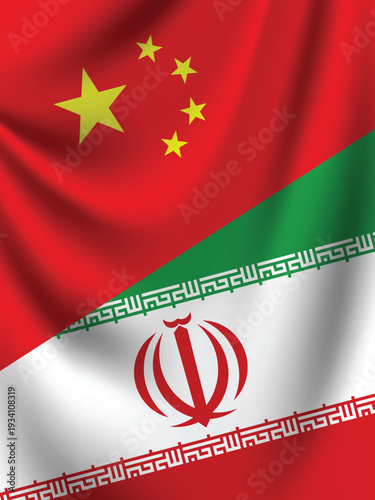 Illustration Vector Featuring IRAN and CHINA Identities with IRAN and CHINA Flags