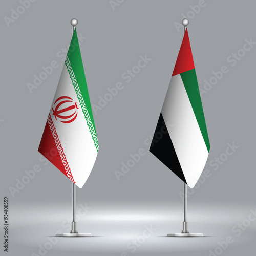 Illustration Vector Featuring IRAN and United Arab Emirates Identities with IRAN and United Arab Emirates Flags