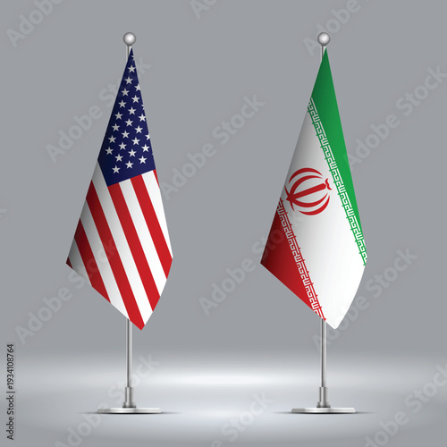 Illustration Vector Featuring IRAN and United States Identities with IRAN and United States Flags