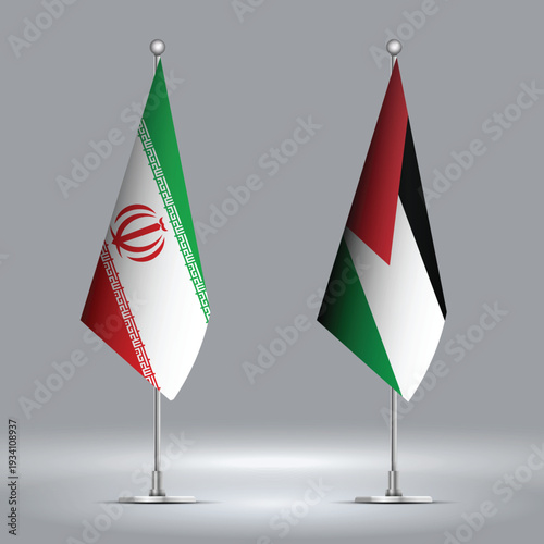 Illustration Vector Featuring IRAN and PALESTINE Identities with IRAN and PALESTINE Flags