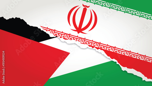 Illustration Vector Featuring IRAN and PALESTINE Identities with IRAN and PALESTINE Flags