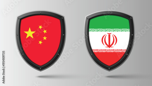Illustration Vector Featuring IRAN and CHINA Identities with IRAN and CHINA Flags