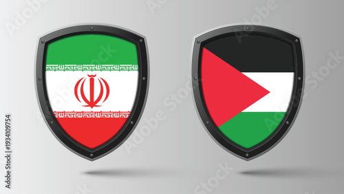 Illustration Vector Featuring IRAN and PALESTINE Identities with IRAN and PALESTINE Flags
