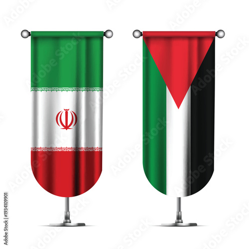 Illustration Vector Featuring IRAN and PALESTINE Identities with IRAN and PALESTINE Flags