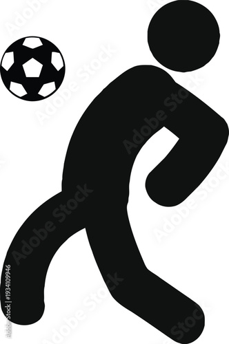 Silhouette of a soccer player heading the football during a match or training