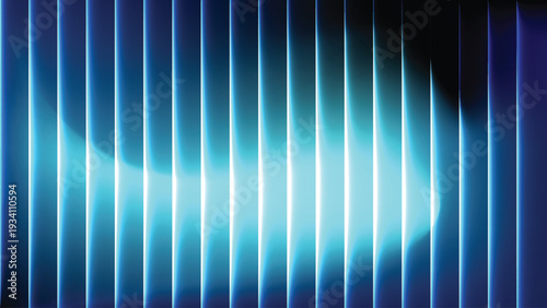 Abstract Cyan Blue Gradient Wave Background with Vertical Neon Lines, Futuristic Glass Light Texture, Modern Technology Digital Wallpaper for Website and Presentation Design