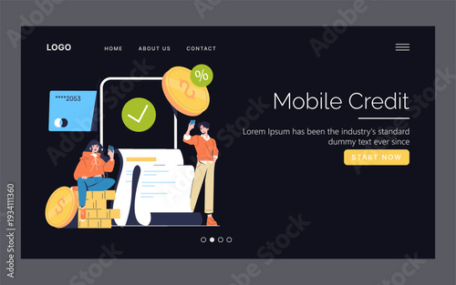 Mobile Credit Payment Vector Illustration with Characters