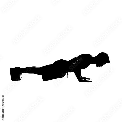 Silhouette of Man Doing Push Ups.