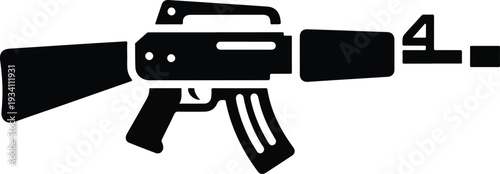 Black silhouette of a rifle showing the barrel handle trigger and stock