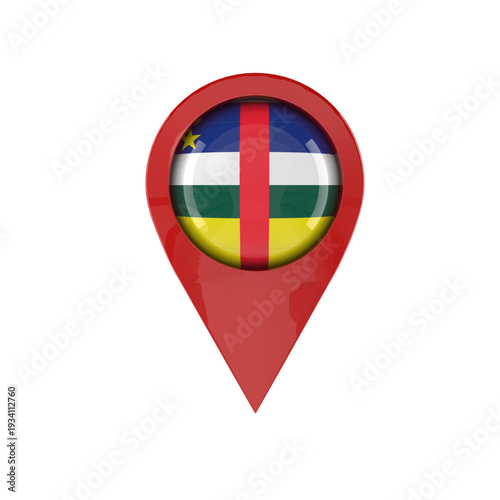 Central African Republic national flag icon placed inside a 3D red map marker pin isolated on white background for travel and geography design Free Download Central African Republic national flag icon placed inside a 3D red map marker pin isolated on white background for travel and geography design - GFXLoad