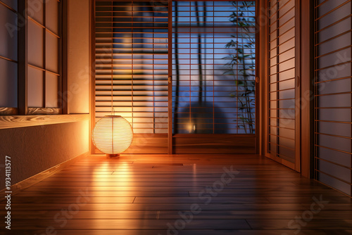 和風室内の温かい灯り