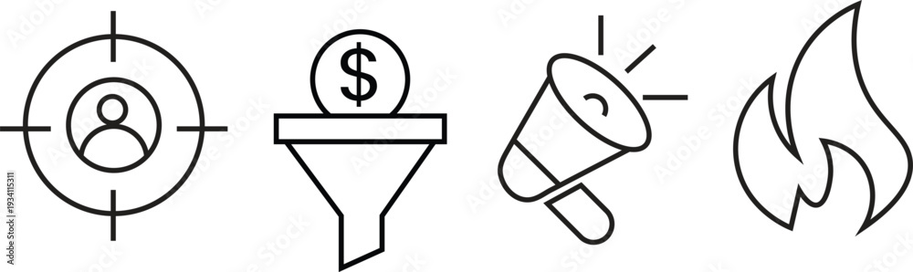 Fototapeta premium Marketing and advertising strategy icons