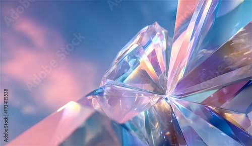 Foto A crystal structure reflects bright light in the daytime, creating beautiful patterns on its surfaces
