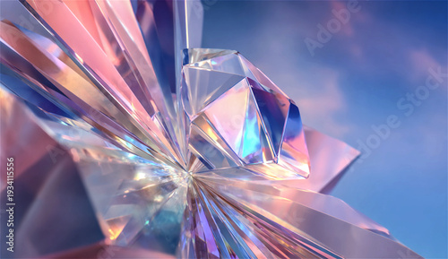 Foto A crystal structure reflects bright light in the daytime, creating beautiful patterns on its surfaces