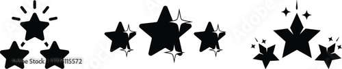 Premium Three Stars Excellence Award Vector Icon with Sparkling Rays