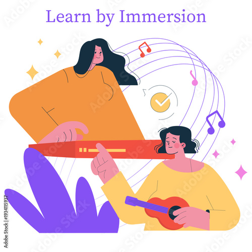 Musical Immersion Learning Vector Illustration