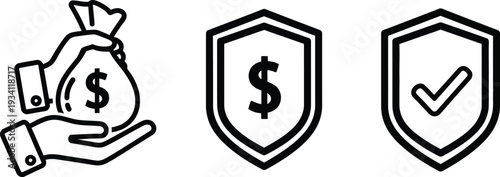 Financial security and protection icons