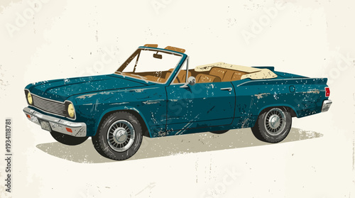 Vintage Teal Convertible Car