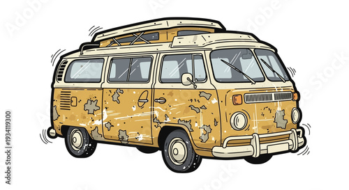 Vintage Camper Van Illustration