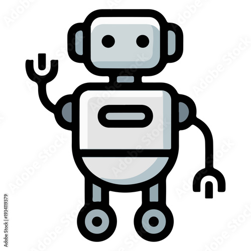 Cute robot illustration waving its hand, representing innovation and future technology