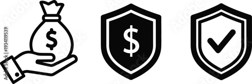 Financial security and protection icons