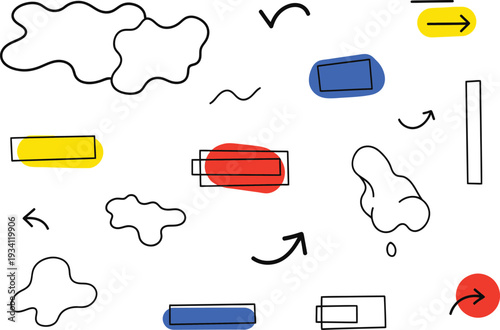 Set of 11 abstract shapes and arrows vector