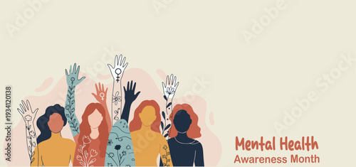 Diverse group of people with raised hands in solidarity and protest