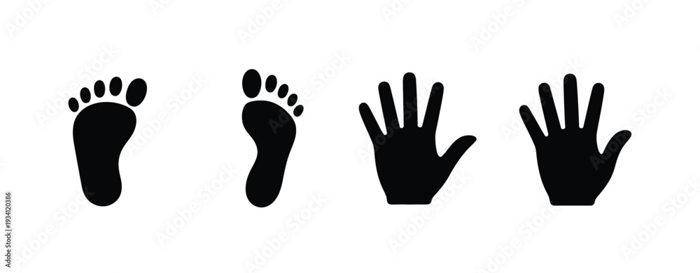 Fototapeta premium Kid Hand and Foot Print Symbol Minimal Vector Graphic
