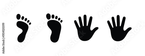Child Handprint and Footprint Silhouette Icon Design