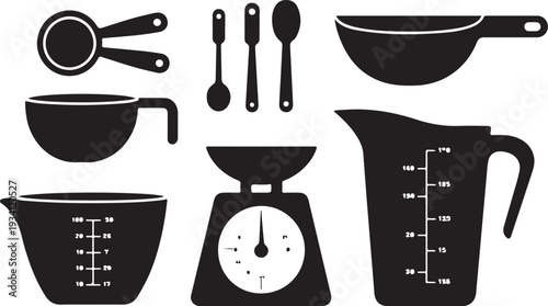 Kitchen utensils and measuring tools cooking