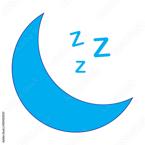 Moon sleep icon. Rest zzz symbol. Night signs. Bedtime symbols. Dream concept icons. Sky-Blue color. Vector sign.