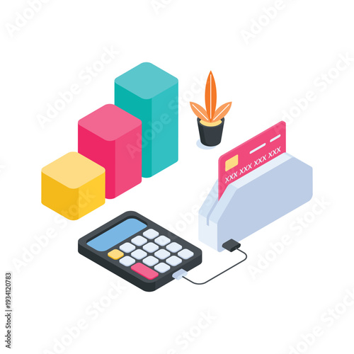 Trendy isometric illustration of payment processing platform, ready to use
