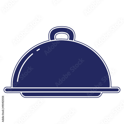 Elegant Blue Cloche Illustration for Culinary Excellence and Restaurant Iconography an eye catching food service concept