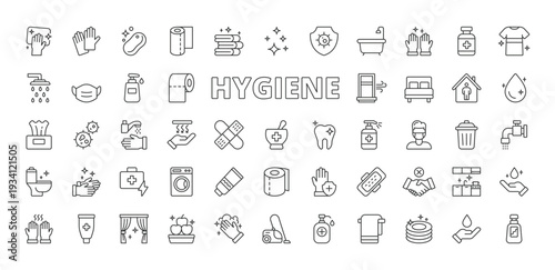 Hygiene icons in line design. hygiene, cleanliness, sanitation, washing, soap, hand wash, disinfection on white background vector. Hygiene editable stroke icons
