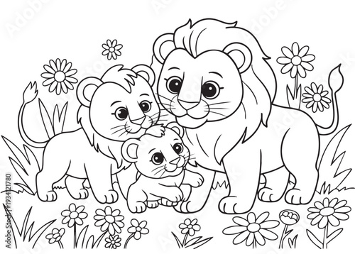 coloring page with african lion