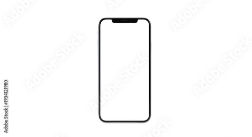 Minimalist outline of a modern smartphone with a simple design isolated on transparent background