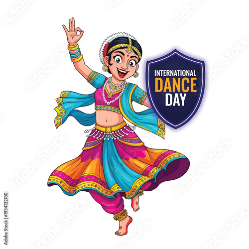 Indian dance performer with shield for International Dance Day