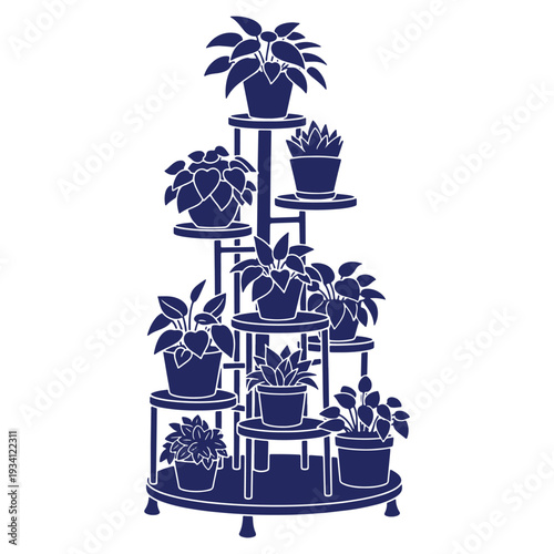 Elegant indoor garden display with multiple potted plants showcasing various foliage and creating a calming botanical ambiance home decoration concept