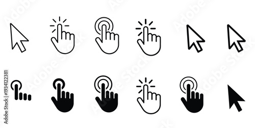 Cursor Pointer Icon Set Click Symbol Web Interface Vector