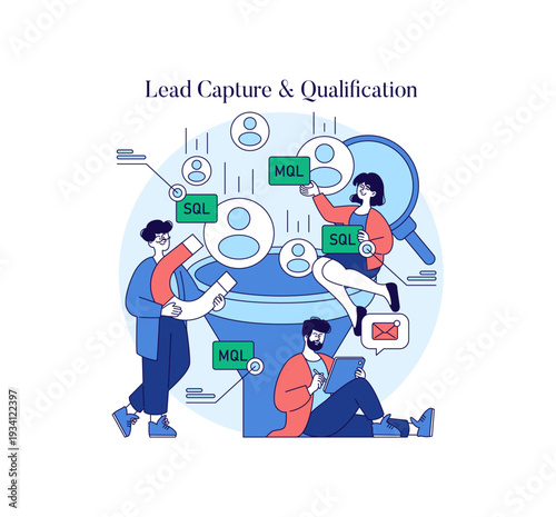 Vector Illustration of Lead Capture and Qualification