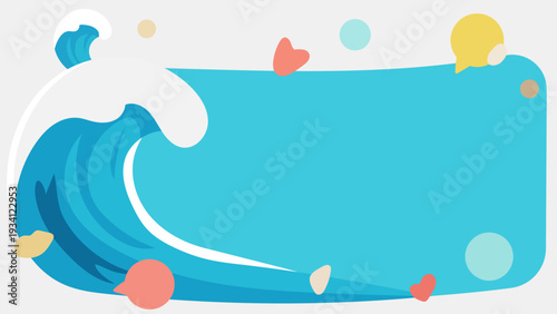 Ultra flat summer wave frame background with playful pastel decoration