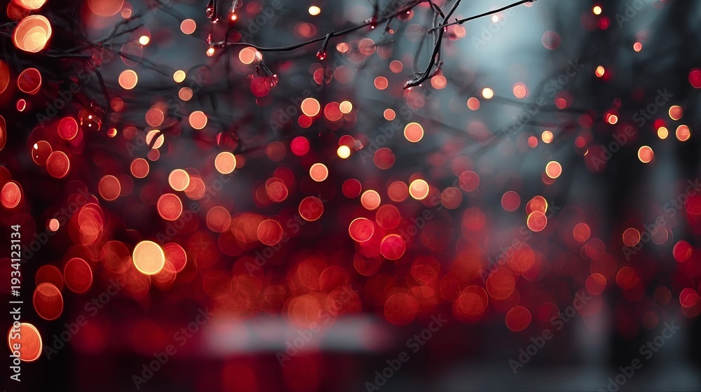 Obraz premium Stunning Red Festive Bokeh Lights and Glow Backdrop Sparkle for Elegant Celebration Moments Images