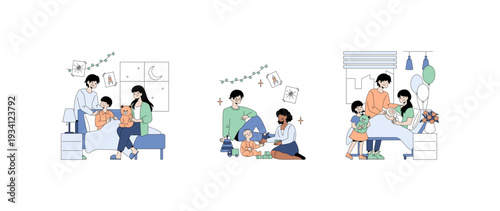 Family Bonding Activities Vector Illustration