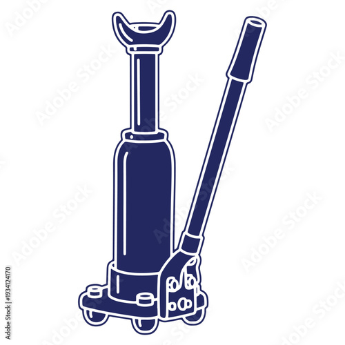 Hydraulic Floor Jack for Car Repair Illustration on White Background Mechanic Equipment Automotive Vehicle Maintenance and Workshop Tool