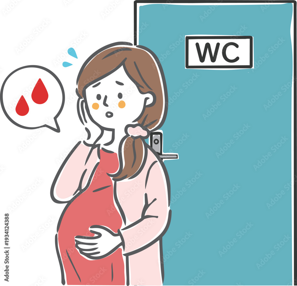 Obraz premium 妊娠中の不正出血 妊婦さん ベクター