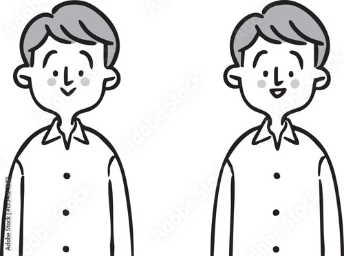 男性　上半身　ベクター（モノクロ）